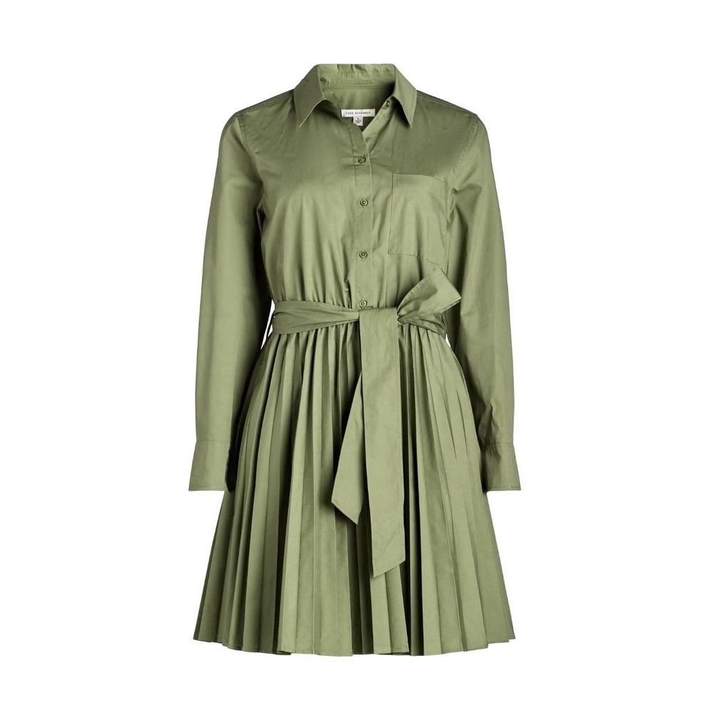 Free Assembly Pleated Shirtdress Olive Green Size XL New with Tags
